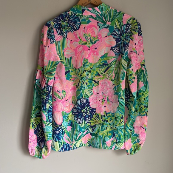 Lilly Pulitzer Shea Silk Tunic Top, Multi Island Escape XS - Picture 3 of 13